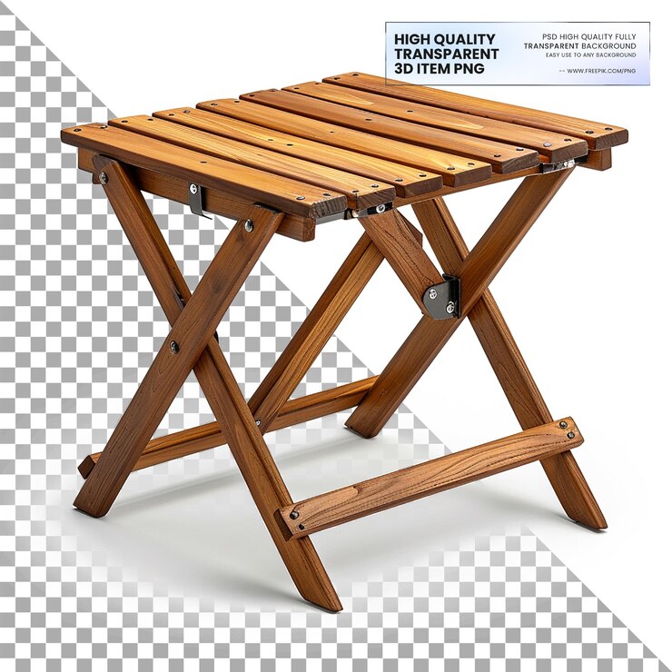 PSD mesa de picnic plegable compacta de tamaño de viaje sobre un fondo transparente