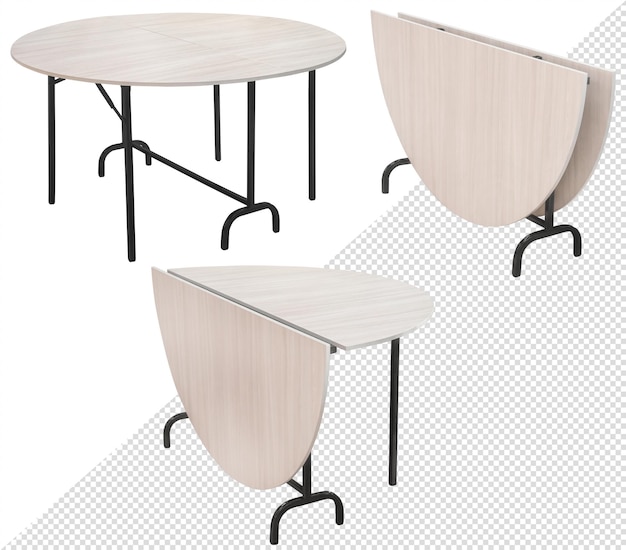 Mesa plegable Elemento del interior Aislado del fondo Vista desde diferentes ángulos