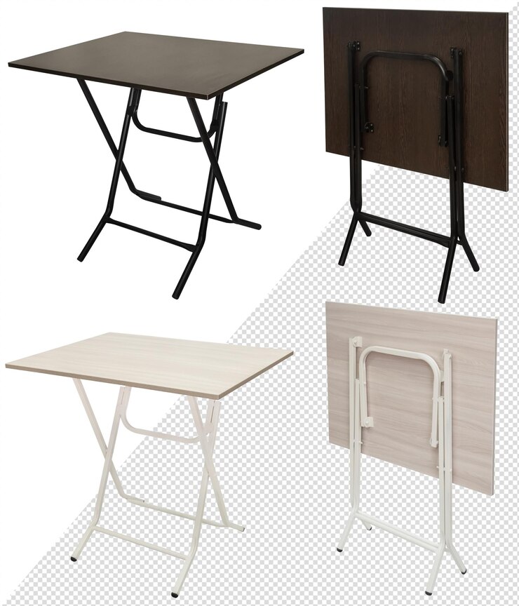 Mesa plegable Elemento del interior Aislado del fondo Vista desde diferentes ángulos