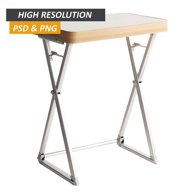 Mesa plegable con tapa de madera