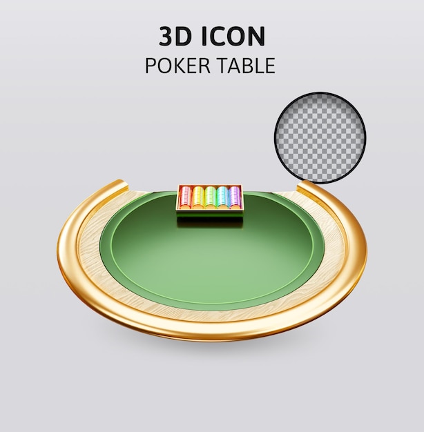 Mesa de póquer con ilustración de representación 3d de fichas de casino