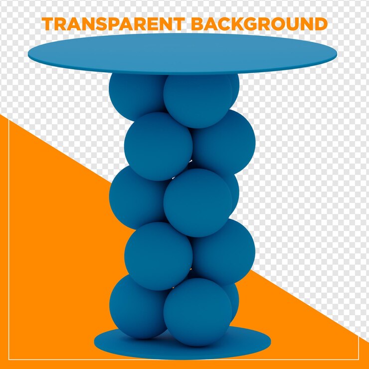 PSD mesa redonda azul de la fiesta de renderizado 3d con fondo transparente