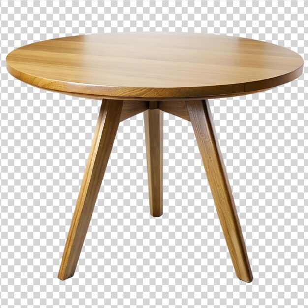 Mesa redonda de madera aislada sobre un fondo blanco