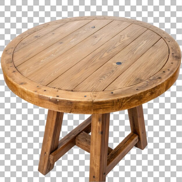una mesa redonda de madera con una parte superior redonda que dice un en ella