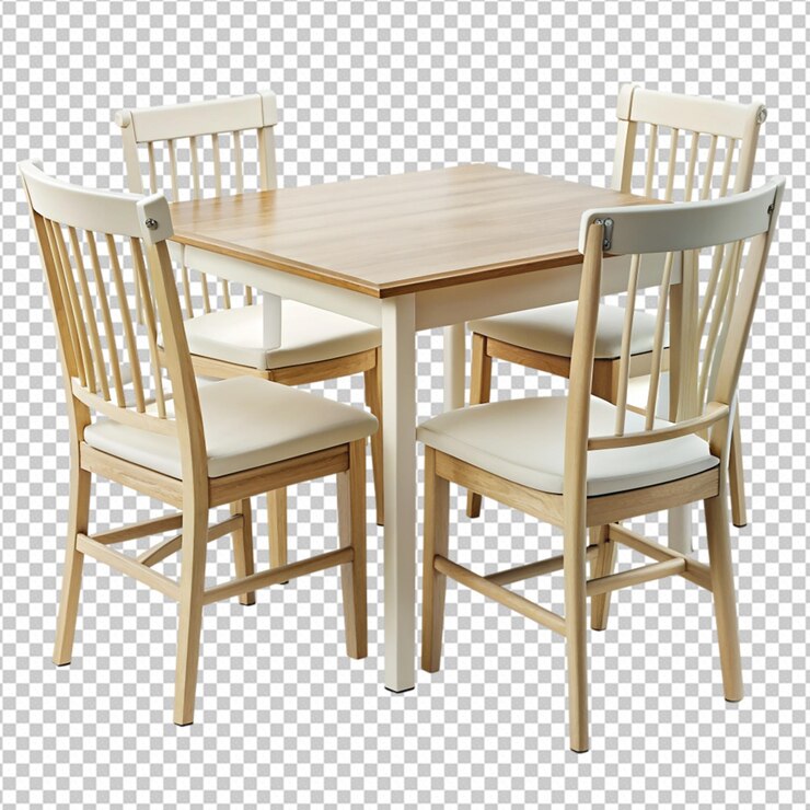 PSD una mesa y una silla en un fondo blanco