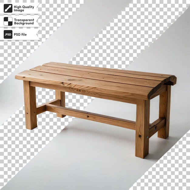 Mesa y silla de madera PSD sobre fondo transparente con capa de máscara editable