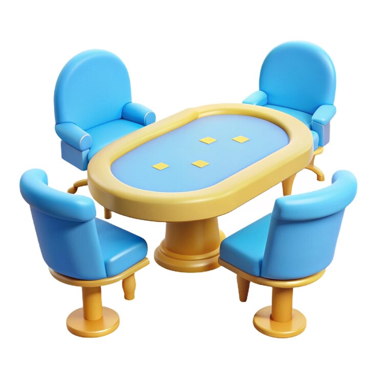 PSD una mesa con sillas azules y una mesa con una tapa de oro que dice "la palabra hotel" en ella