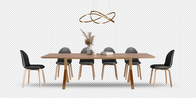 PSD mesa y sillas en renderizado 3d