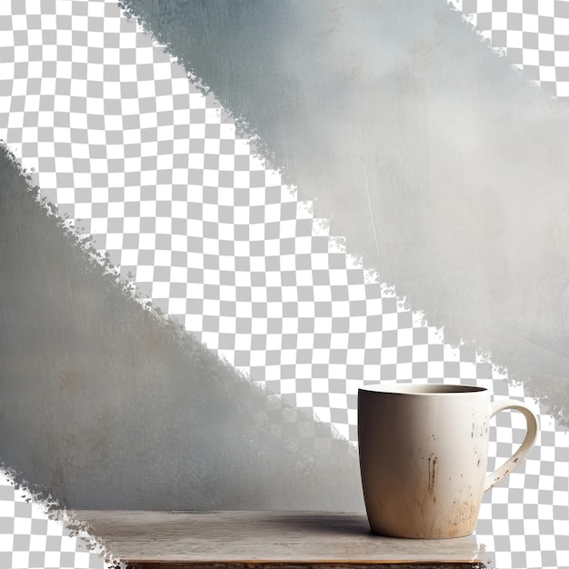 PSD la mesa de textura gris tiene un fondo transparente de taza de café