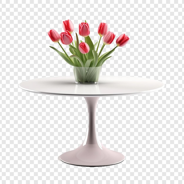 Mesa de tulipanes aislada sobre un fondo transparente