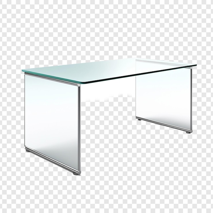 PSD mesa de vidrio aislada sobre un fondo transparente