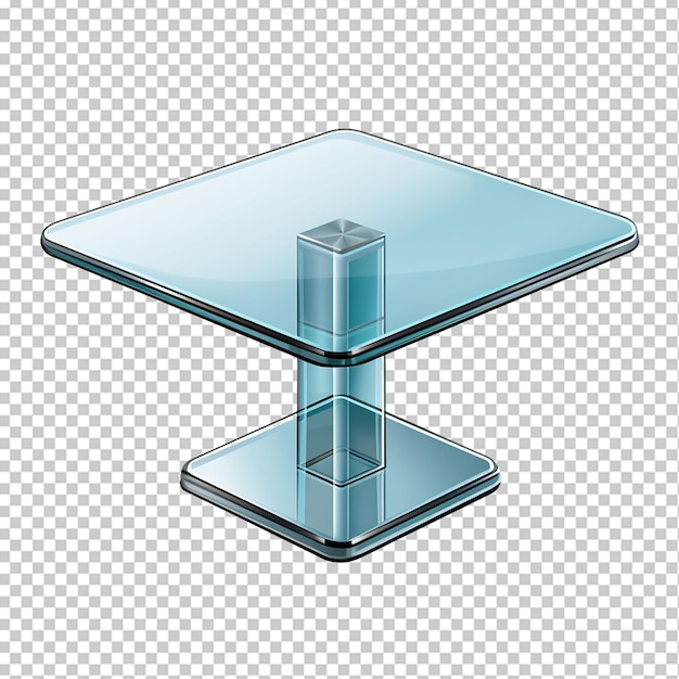 PSD mesa de vidrio aislada sobre un fondo transparente