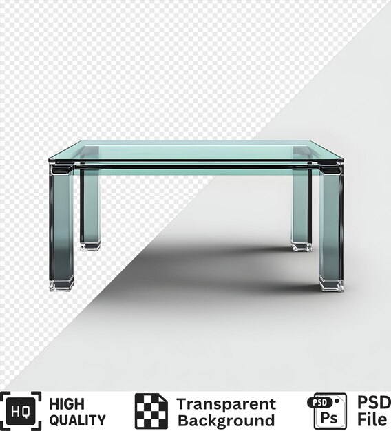 Mesa de vidrio con fondo transparente aislada sobre un fondo blanco