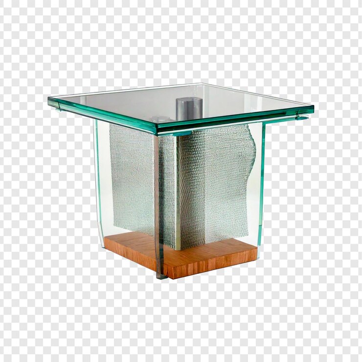 PSD una mesa de vidrio con una tapa de vidrio y una tapa de cristal