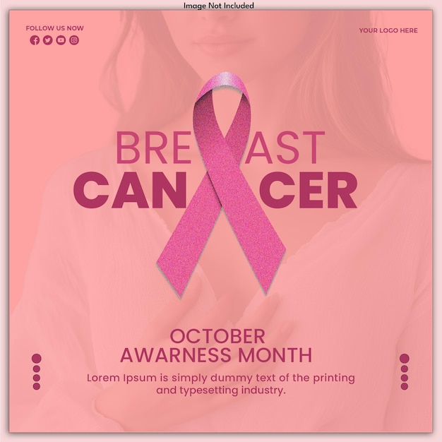 Mese della consapevolezza del cancro al seno ottobre Templete Instagram Post