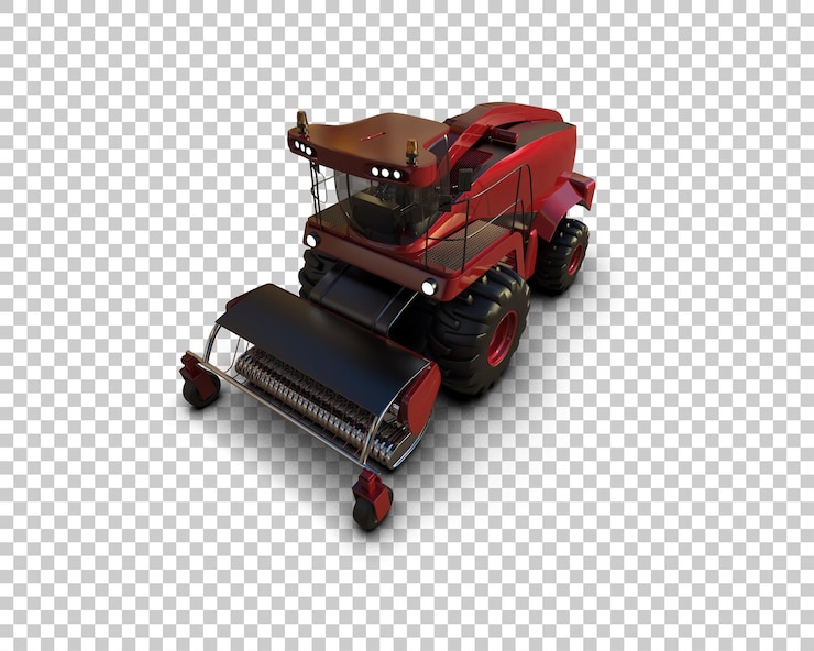 PSD mesin pemanen terisolasi pada ilustrasi render 3d latar belakang