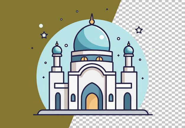 Mesquita de ramadan kareem com estrelas ilustração png isolada em fundo transparente