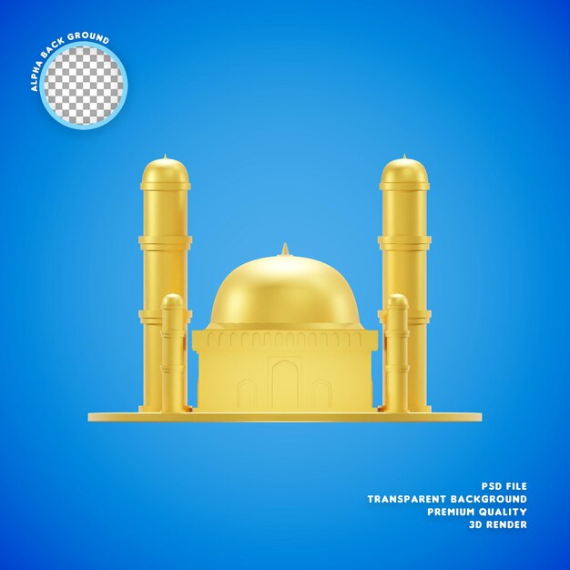 PSD mesquita decoração dourada para modelo de maquete bandeira islâmica muçulmana idul fitri eid mubarak eid