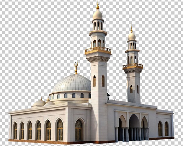 Mesquita e minarete em fundo transparente