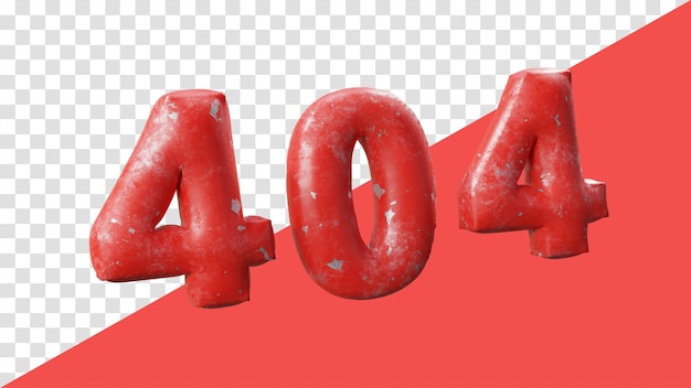 Message d'erreur 404 rouge texturé 3D avec fond transparent