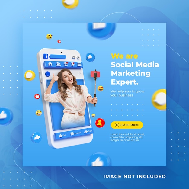 Message facebook de médias sociaux de concept créatif pour le modèle de promotion de marketing numérique