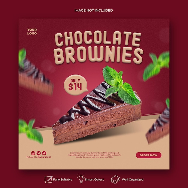 Message Instagram De Nourriture De Gâteau De Brownies