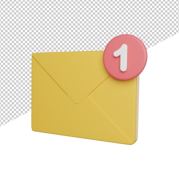 messages inbox notification side view 3d rendering icon illustration on transparent background