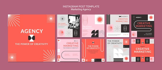 Messages Instagram De L'agence De Marketing De Design Plat