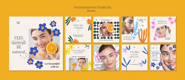 PSD messages instagram de beauté florale au design plat