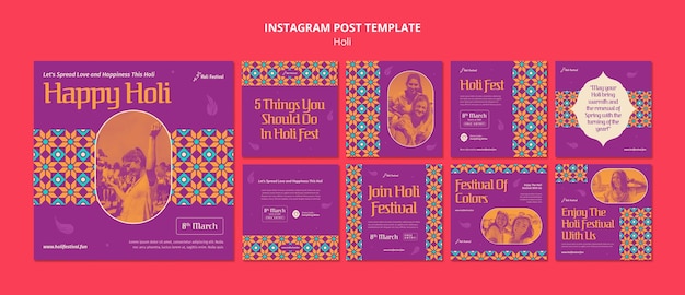 Messages instagram de célébration du festival holi