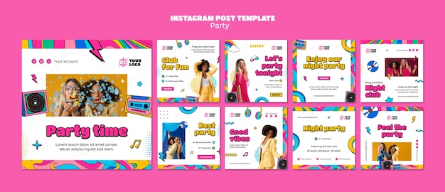 PSD messages instagram de célébration de fête design plat