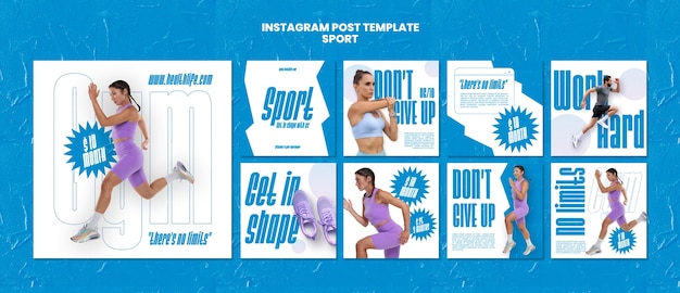 PSD messages instagram de concept de sport design plat