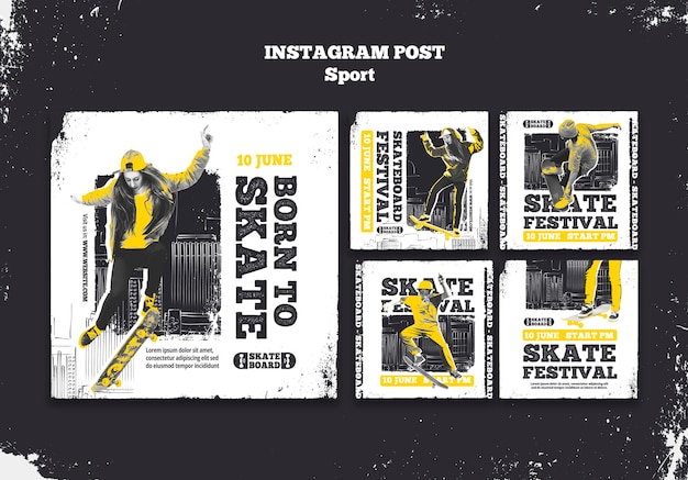 PSD messages instagram de concept de sport