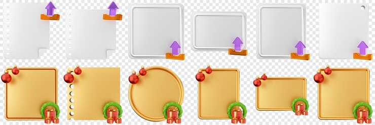PSD messaggio 3d natale commento vuoto nota adesiva carta scatola di testo discorso icona bolla set bundle illustrazione