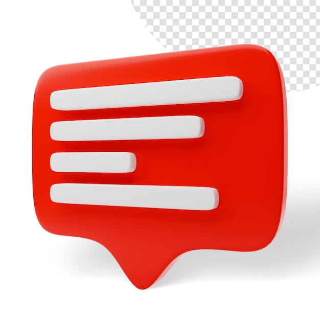 Messaggio a colore rosso modello 3D icona png immagine trasparente