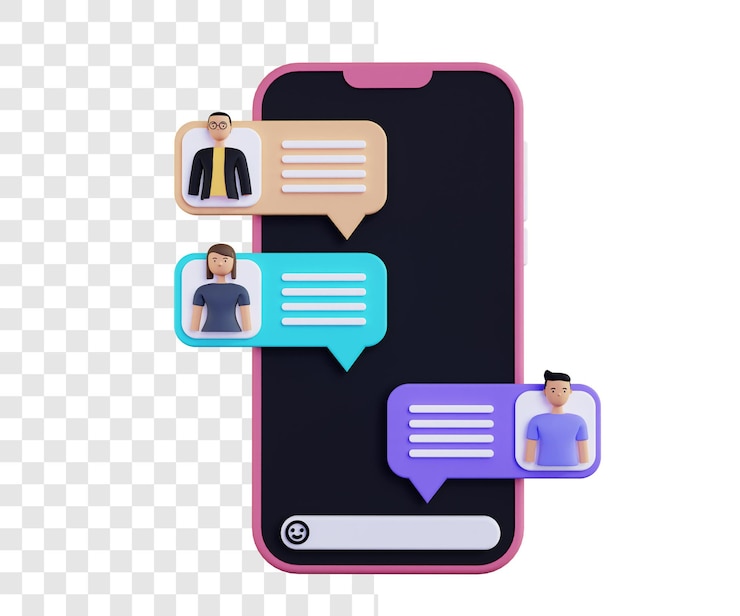 PSD messaggio di gruppo illustrazione 3d concept