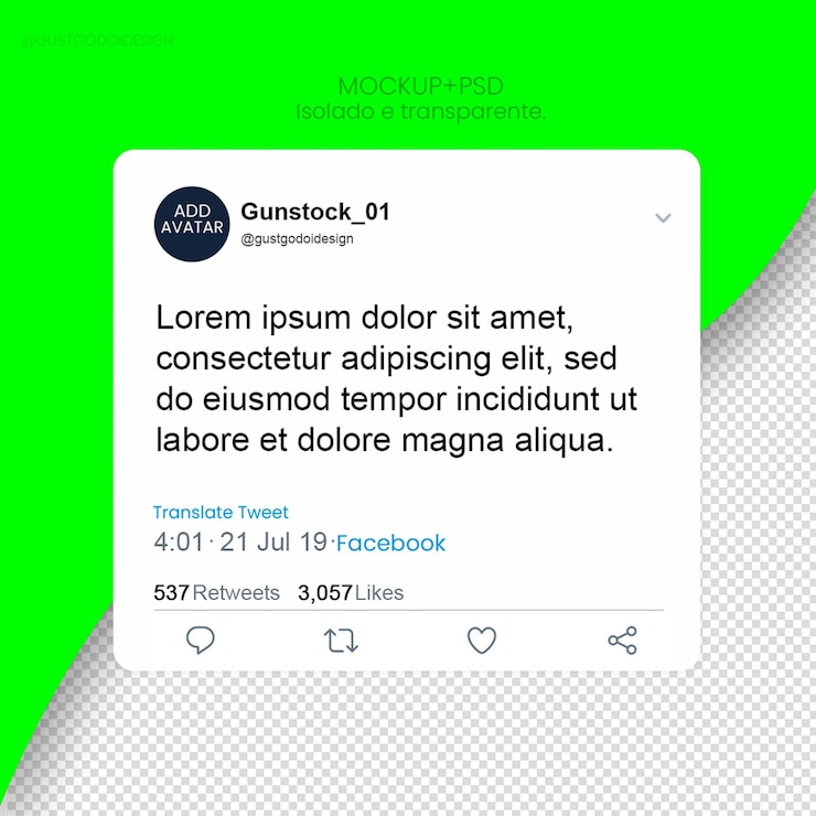 PSD messaggio mockup su twitter