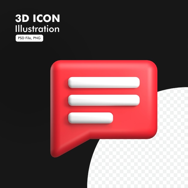 messaggio rosso 3d icona dell'interfaccia utente