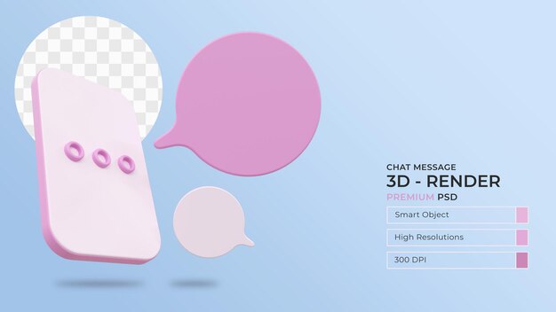 Messaging concept with editable text 3d rendering 