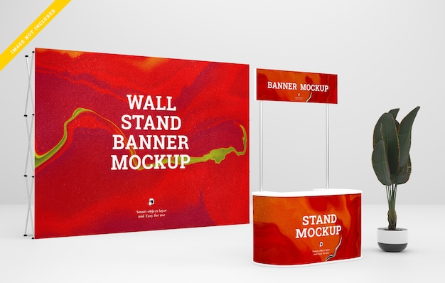 Messe banner stand mockup. vorlage psd.