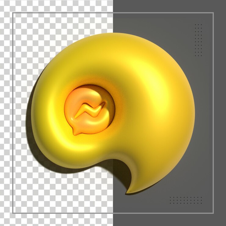 PSD messenger 3d rendering social media colorido icono brillante para composición psd