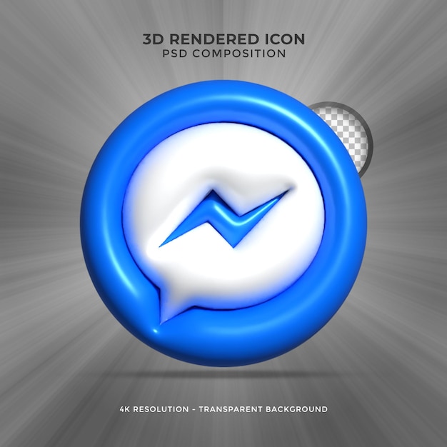 Messenger 3d rendering social media icono brillante colorido para composición