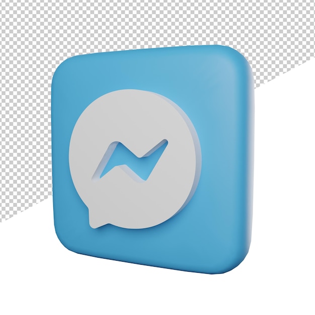 Messenger chat social media carré rond vue de côté illustration de rendu 3d fond transparent