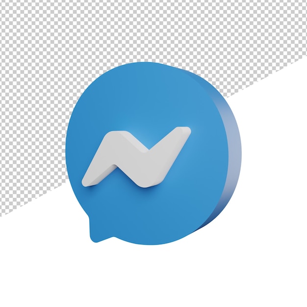 Messenger Chat Social Media Vue Latérale Rendu 3d Illustration Fond Transparent