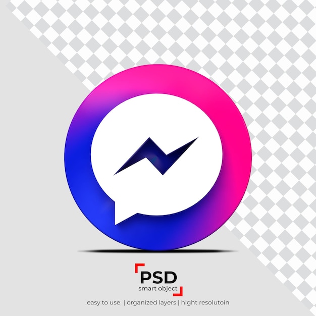 Messenger Icona vista frontale miglior rendering 3D in sfondo trasparente