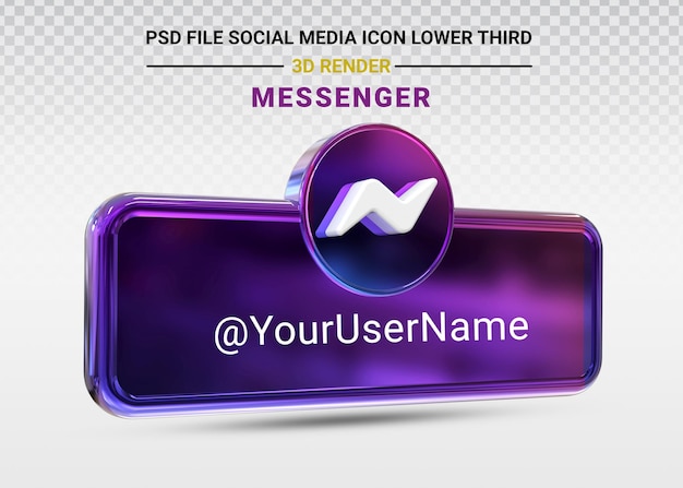 PSD messenger icono de redes sociales tercer banner inferior render 3d