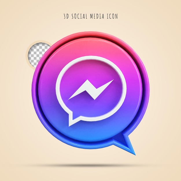 Messenger Logo 3d lucido colorato e design icona 3d dei social media