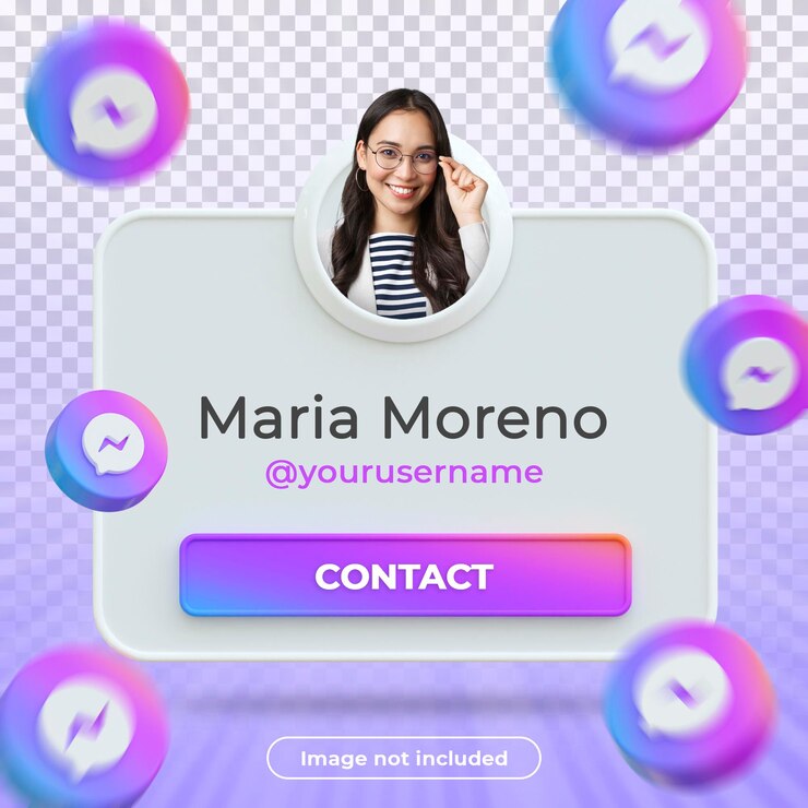 PSD messenger perfil 3d render etiqueta aislada sobre fondo blanco