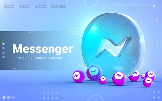 Messenger Signe Abstrait Bulle De Verre Arrière-plan Emblématique Pour Le Modèle D'affiche De Bannière Sociale Rendu 3d