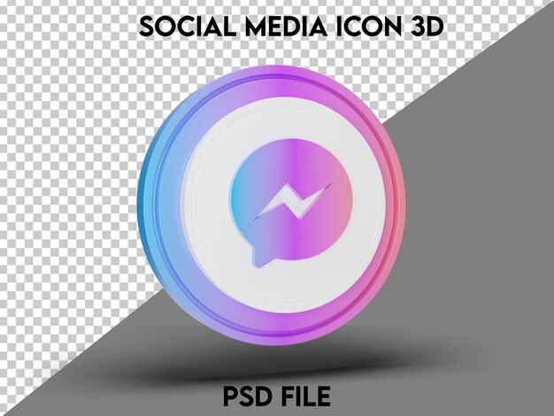 Messenger Social Media Icon 3D reso PNG